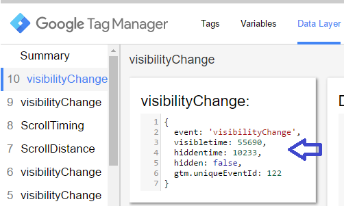 Track time on page - Visibility Changed event