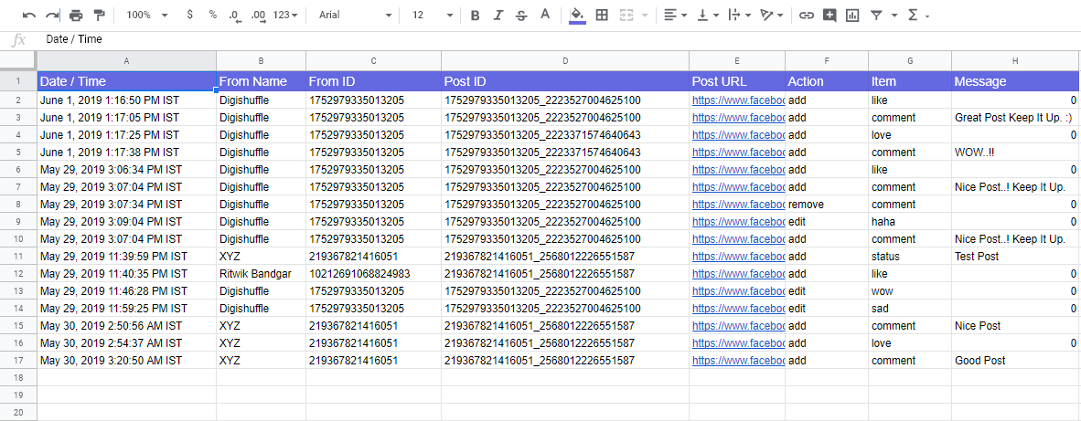 Facebook_Page_Feed_Live_Tracking_In_Google_Sheets
