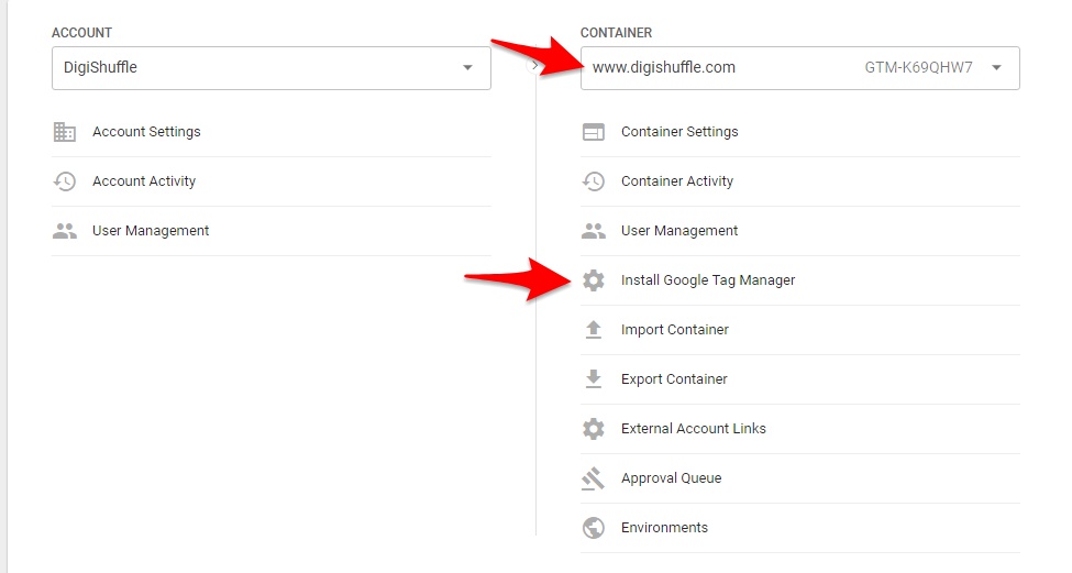 Google Tag Manager Code - Digishuffle