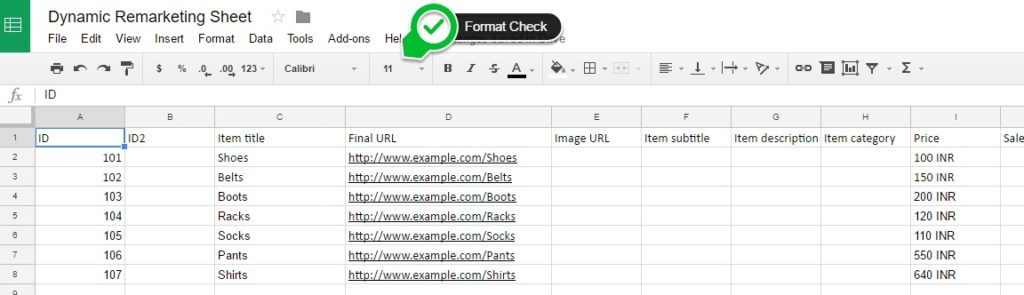 Dynamic Remarketing Spreadsheet