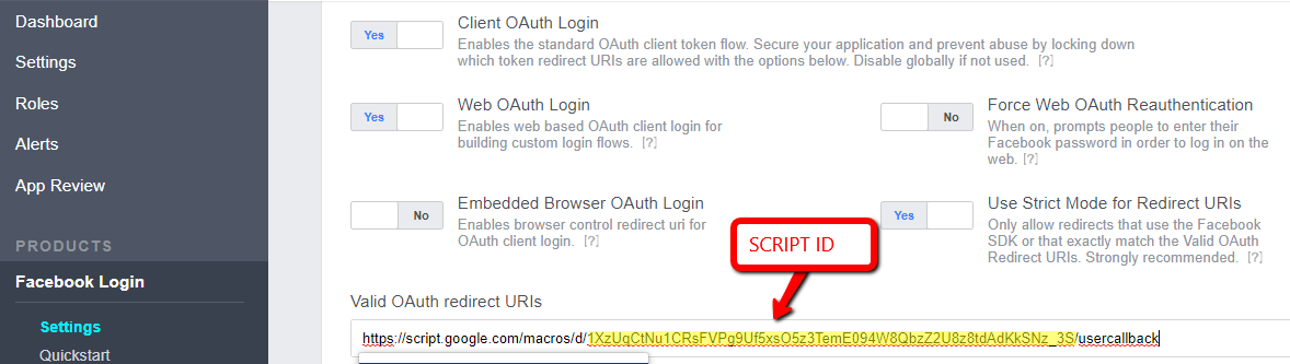 FAcebook App - Valid oAuth Redirect URL
