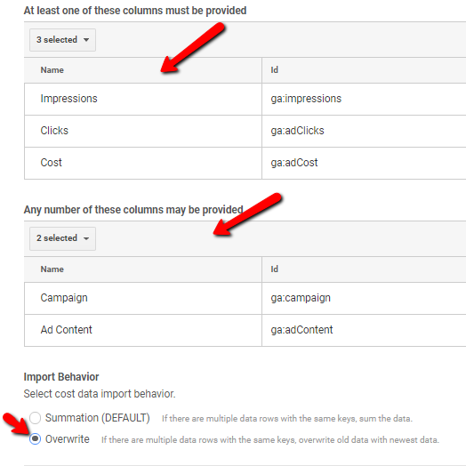 Google Analytics Cost Data Upload