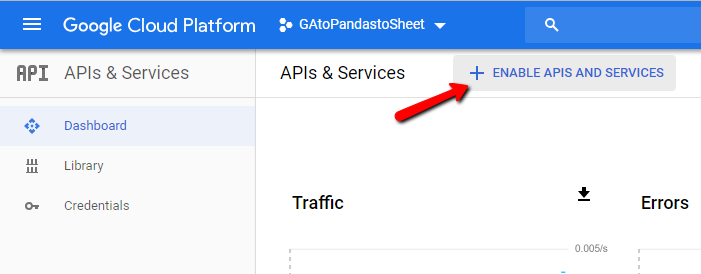 Enable APIs - Google Analytics Reporting API - Python